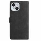 For iPhone 15 Plus Skin Feel Embossed Feather Leather Phone Case(Black) - 3
