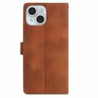 For iPhone 15 Plus Skin Feel Embossed Feather Leather Phone Case(Brown) - 3