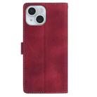 For iPhone 15 Plus Skin Feel Embossed Feather Leather Phone Case(Red) - 3