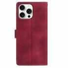 For iPhone 15 Pro Skin Feel Embossed Feather Leather Phone Case(Red) - 3