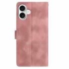 For iPhone 16 Skin Feel Embossed Feather Leather Phone Case(Pink) - 3