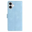 For iPhone 16 Skin Feel Embossed Feather Leather Phone Case(Light Blue) - 3