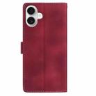 For iPhone 16 Skin Feel Embossed Feather Leather Phone Case(Red) - 3