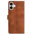 For iPhone 16 Plus Skin Feel Embossed Feather Leather Phone Case(Brown) - 3