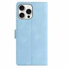 For iPhone 16 Pro Skin Feel Embossed Feather Leather Phone Case(Light Blue) - 3