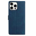 For iPhone 16 Pro Skin Feel Embossed Feather Leather Phone Case(Dark Blue) - 3