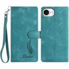 For iPhone 16e Skin Feel Embossed Feather Leather Phone Case(Green) - 1