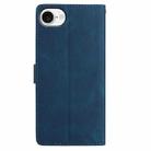 For iPhone 16e Skin Feel Embossed Feather Leather Phone Case(Dark Blue) - 3