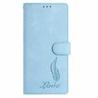 For iPhone 17 Skin Feel Embossed Feather Leather Phone Case(Light Blue) - 2