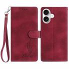 For iPhone 17 Skin Feel Embossed Feather Leather Phone Case(Red) - 1