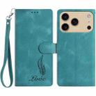 For iPhone 17 Pro Skin Feel Embossed Feather Leather Phone Case(Green) - 1