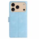 For iPhone 17 Pro Skin Feel Embossed Feather Leather Phone Case(Light Blue) - 3