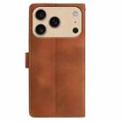 For iPhone 17 Pro Skin Feel Embossed Feather Leather Phone Case(Brown) - 3