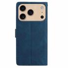 For iPhone 17 Pro Max Skin Feel Embossed Feather Leather Phone Case(Dark Blue) - 3