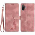 For Samsung Galaxy F06 5G Skin Feel Embossed Feather Leather Phone Case(Pink) - 1