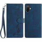 For Samsung Galaxy F06 5G Skin Feel Embossed Feather Leather Phone Case(Dark Blue) - 1