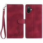 For Samsung Galaxy F06 5G Skin Feel Embossed Feather Leather Phone Case(Red) - 1