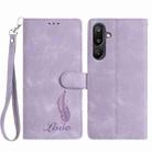 For Samsung Galaxy F16 5G Skin Feel Embossed Feather Leather Phone Case(Purple) - 1