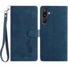 For Samsung Galaxy F16 5G Skin Feel Embossed Feather Leather Phone Case(Dark Blue) - 1