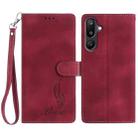 For Samsung Galaxy F16 5G Skin Feel Embossed Feather Leather Phone Case(Red) - 1
