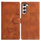 For Samsung Galaxy S23 5G Triangles Embossed Leather Phone Case(Brown) - 1