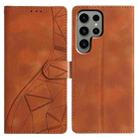 For Samsung Galaxy S25 Ultra 5G Triangles Embossed Leather Phone Case(Brown) - 1