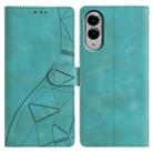 For Samsung Galaxy S25 Edge 5G Triangles Embossed Leather Phone Case(Green) - 1