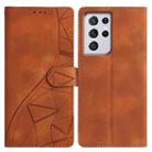 For Samsung Galaxy S21 Ultra 5G Triangles Embossed Leather Phone Case(Brown) - 1