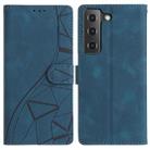 For Samsung Galaxy S21 5G Triangles Embossed Leather Phone Case(Blue) - 1