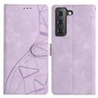 For Samsung Galaxy S21 FE 5G Triangles Embossed Leather Phone Case(Purple) - 1