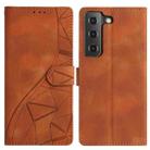 For Samsung Galaxy S21 FE 5G Triangles Embossed Leather Phone Case(Brown) - 1