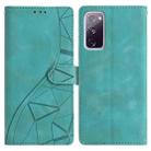 For Samsung Galaxy S20 FE Triangles Embossed Leather Phone Case(Green) - 1