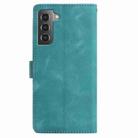 For Samsung Galaxy S21 5G Skin Feel Embossed Feather Leather Phone Case(Green) - 3