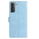 For Samsung Galaxy S21 5G Skin Feel Embossed Feather Leather Phone Case(Light Blue) - 3