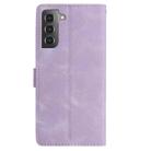For Samsung Galaxy S21 5G Skin Feel Embossed Feather Leather Phone Case(Purple) - 3