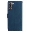 For Samsung Galaxy S21 5G Skin Feel Embossed Feather Leather Phone Case(Dark Blue) - 3