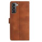 For Samsung Galaxy S21 5G Skin Feel Embossed Feather Leather Phone Case(Brown) - 3