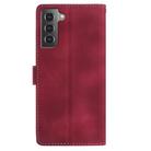 For Samsung Galaxy S21 5G Skin Feel Embossed Feather Leather Phone Case(Red) - 3