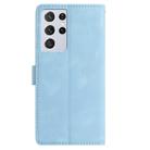 For Samsung Galaxy S21 Ultra 5G Skin Feel Embossed Feather Leather Phone Case(Light Blue) - 3
