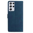 For Samsung Galaxy S21 Ultra 5G Skin Feel Embossed Feather Leather Phone Case(Dark Blue) - 3