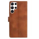 For Samsung Galaxy S22 Ultra 5G Skin Feel Embossed Feather Leather Phone Case(Brown) - 3