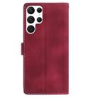 For Samsung Galaxy S22 Ultra 5G Skin Feel Embossed Feather Leather Phone Case(Red) - 3