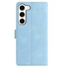 For Samsung Galaxy S23 5G Skin Feel Embossed Feather Leather Phone Case(Light Blue) - 3