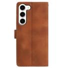 For Samsung Galaxy S23 5G Skin Feel Embossed Feather Leather Phone Case(Brown) - 3