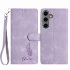 For Samsung Galaxy S23 FE 5G Skin Feel Embossed Feather Leather Phone Case(Purple) - 1