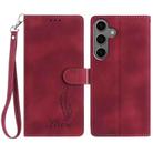 For Samsung Galaxy S23 FE 5G Skin Feel Embossed Feather Leather Phone Case(Red) - 1