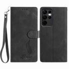 For Samsung Galaxy S23 Ultra 5G Skin Feel Embossed Feather Leather Phone Case(Black) - 1