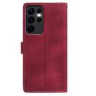 For Samsung Galaxy S23 Ultra 5G Skin Feel Embossed Feather Leather Phone Case(Red) - 3