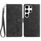 For Samsung Galaxy S24 Ultra 5G Skin Feel Embossed Feather Leather Phone Case(Black) - 1