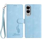 For Samsung Galaxy S25 Edge 5G Skin Feel Embossed Feather Leather Phone Case(Light Blue) - 1